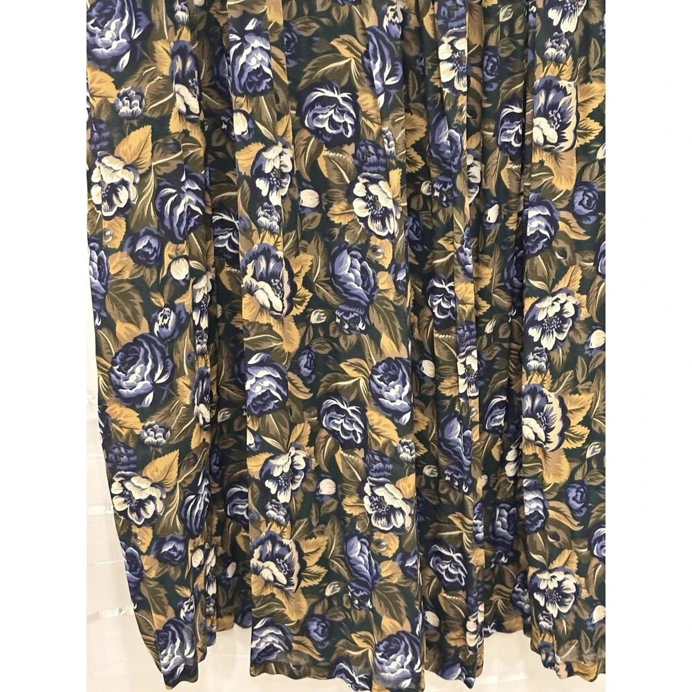 Vintage Sag Harbor Floral Midi Skirt‎ Womens Small Elastic Waist Pleated 90s